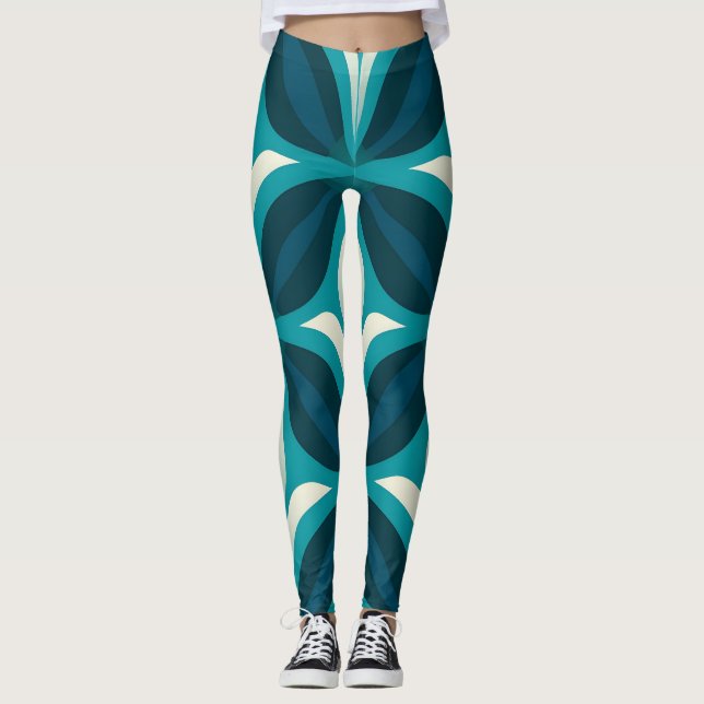 Legging Padrão circular verde abstrato (Frente)
