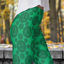 Legging Padrão circular verde e preto