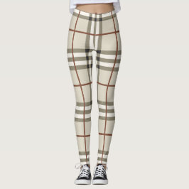 Legging Padrão Clássico Aconchegante de Xadrez Neutro