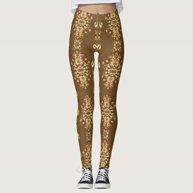 Legging Padrão Clássico Barroco Oriental ouro (Frente)