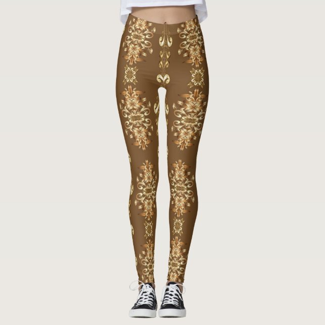 Legging Padrão Clássico Barroco Oriental ouro (Frente)