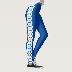 Legging Padrão Clássico de Cadeia Azul e Preta Japonês