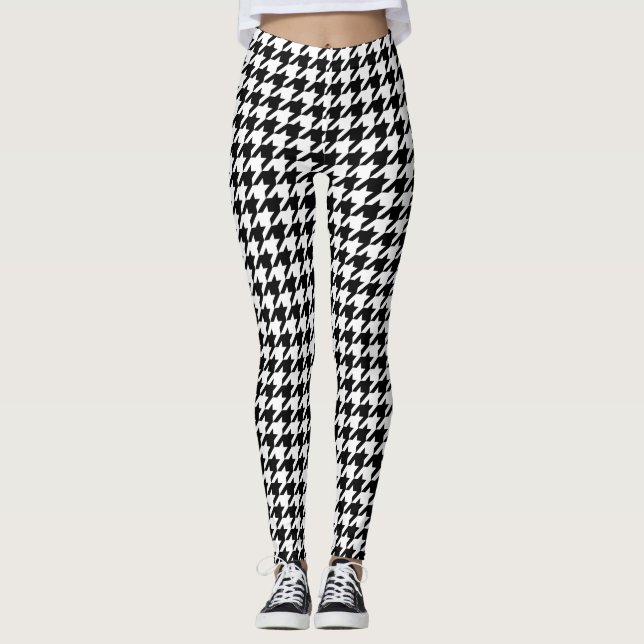Legging Padrão clássico de houndstooth design de verificaç (Frente)