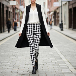 Legging Padrão clássico de houndstooth preto