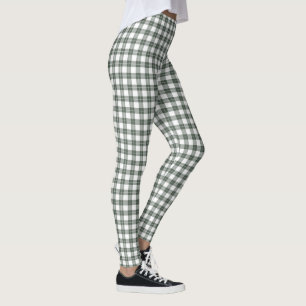 Legging Padrão clássico de Xadrez verde e branco escuro