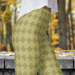 Legging Padrão Clássico Tribal Verde de Khaki