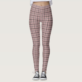 Legging Padrão Clássico Xadrez Rosa Preto