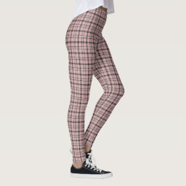 Legging Padrão Clássico Xadrez Rosa Preto