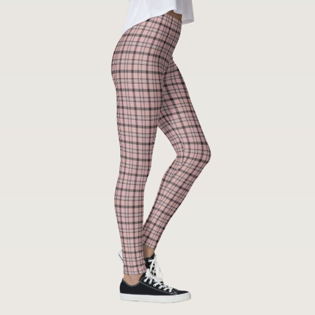 Legging Padrão Clássico Xadrez Rosa Preto (Direita)