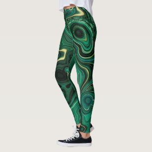 Legging Padrão Colorido Abstrato de Luxury Glam Verde