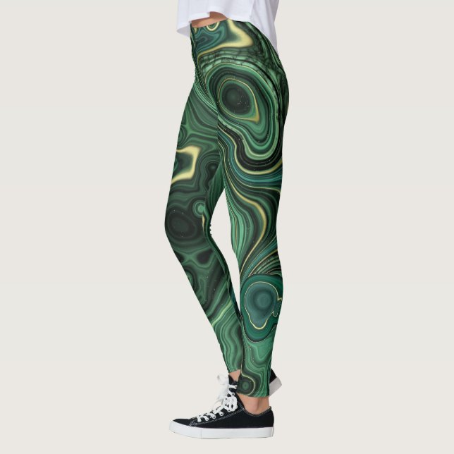 Legging Padrão Colorido Abstrato de Luxury Glam Verde (Esquerda)