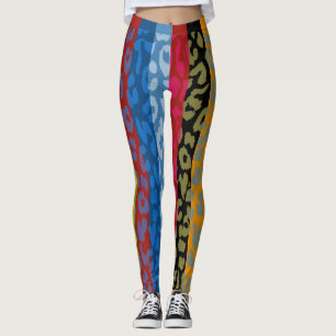 Legging Padrão Colorido da Pele Leopardo #17