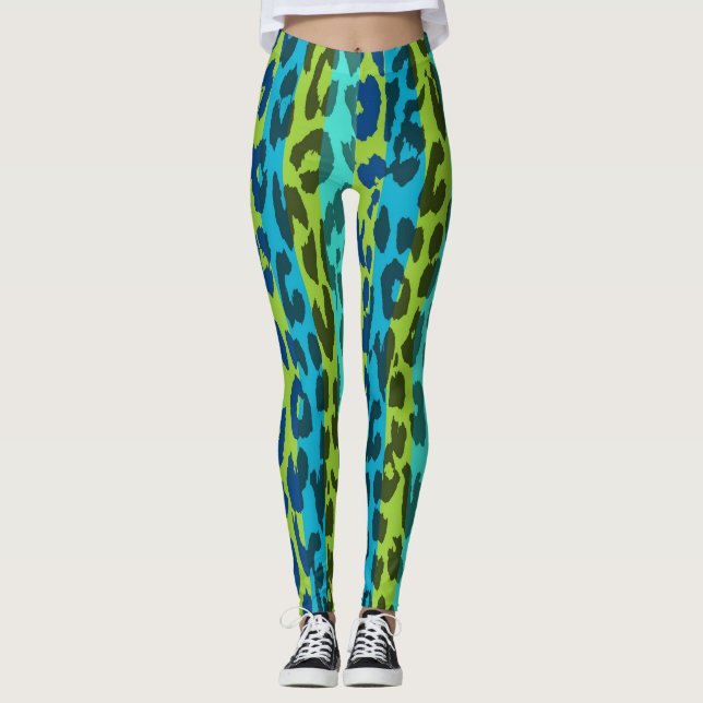 Legging Padrão Colorido da Pele Leopardo #27 (Frente)