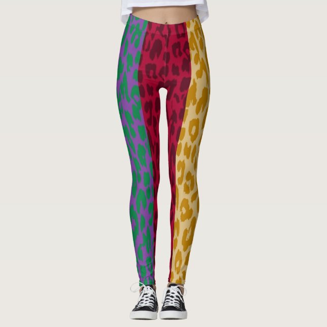 Legging Padrão Colorido da Pele Leopardo #35 (Frente)