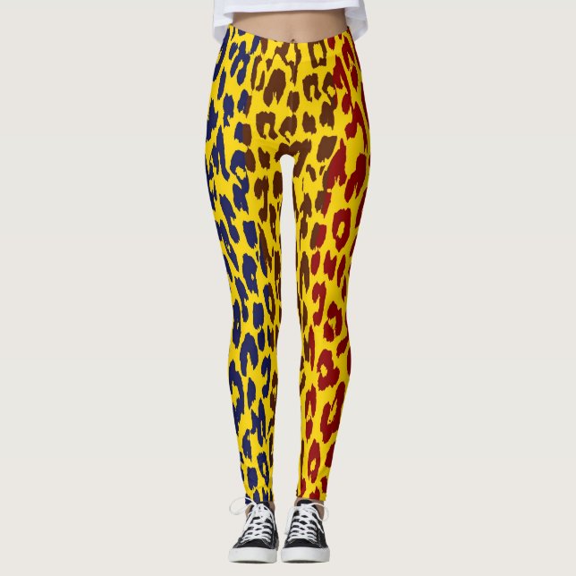 Legging Padrão Colorido da Pele Leopardo #36 (Frente)
