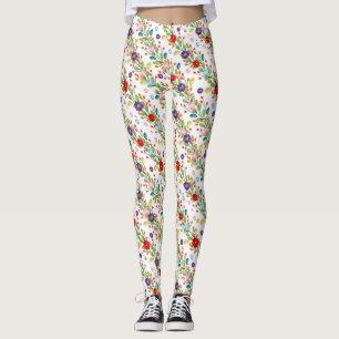 Legging Padrão Colorido das Flores de Água- 67488