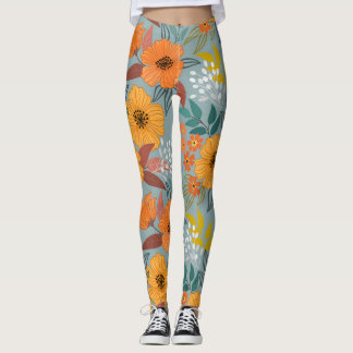 Legging Padrão Colorido das Flores Desenhadas À Mão