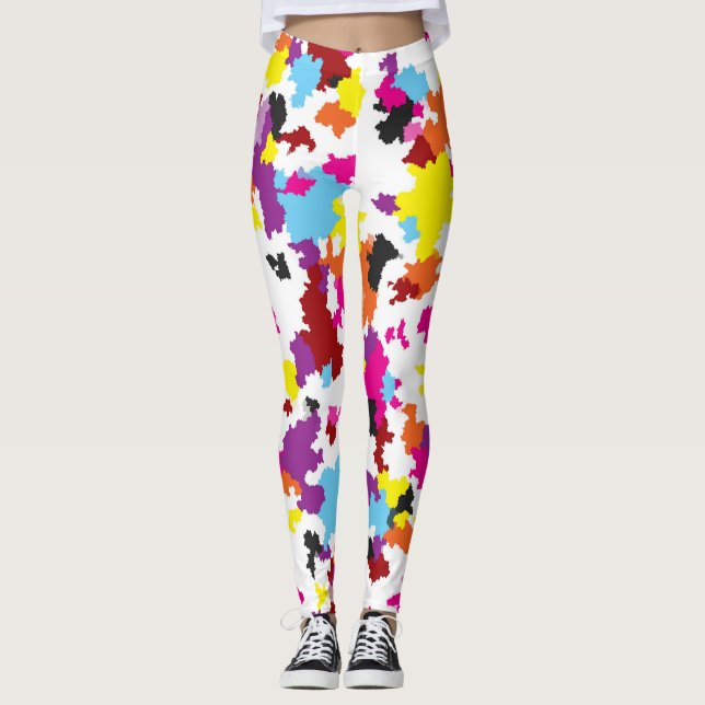 Legging Padrão Colorido de Abstrato Cristal Irregular (Frente)