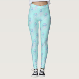 Legging Padrão Colorido de Água-Viva – Vida Marinha Subaqu