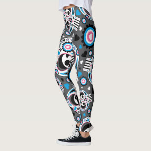 Legging Padrão Colorido De Crânio De Açúcar