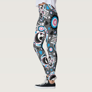 Legging Padrão Colorido De Crânio De Açúcar