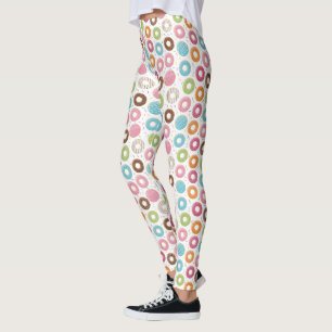 Legging Padrão Colorido de Donuts Retrô Festa Divertida Mi