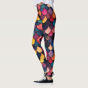 Legging Padrão Colorido de Escala de Glitter