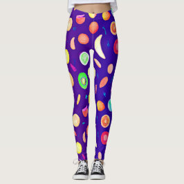 Legging Padrão Colorido de Fruta Tropical Neon