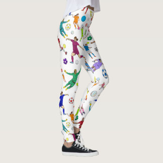 Legging Padrão Colorido de Jogadores de Futebol