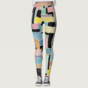Legging Padrão Colorido de Patchwork Abstrato (2)