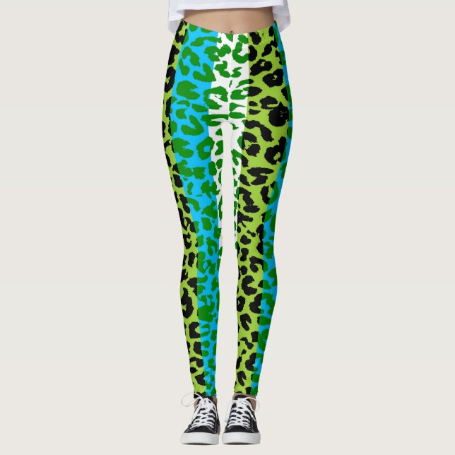 Legging Padrão Colorido de Pele de Leopardo #28 (Frente)
