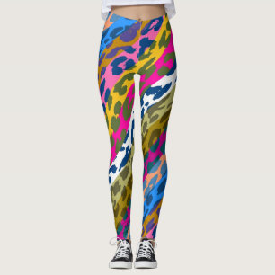 Legging Padrão Colorido de Pele de Leopardo #29