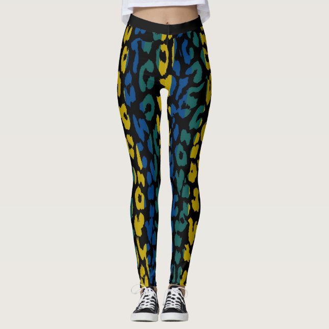 Legging Padrão Colorido de Pele de Leopardo #9 (Frente)