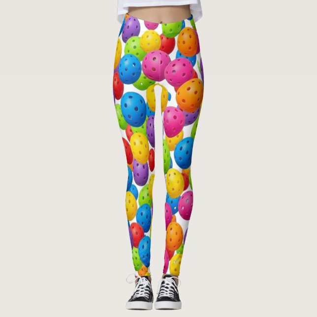 Legging Padrão Colorido de Pickleball (Frente)