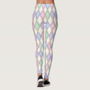 Legging Padrão Colorido de Verificação de Diamante Harlequ
