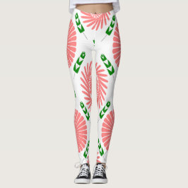 Legging padrão com flores rosa