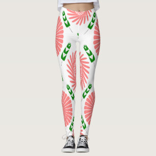 Legging padrão com flores rosa