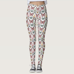 Legging Padrão contínuo com Gnomos e Borboletas