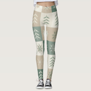 Legging Padrão contínuo de árvore de Natal escandinava