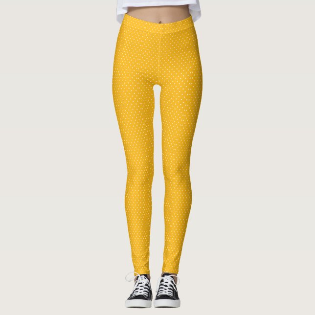 Legging Padrão contínuo de bolinhas amarelo-laranja (Frente)