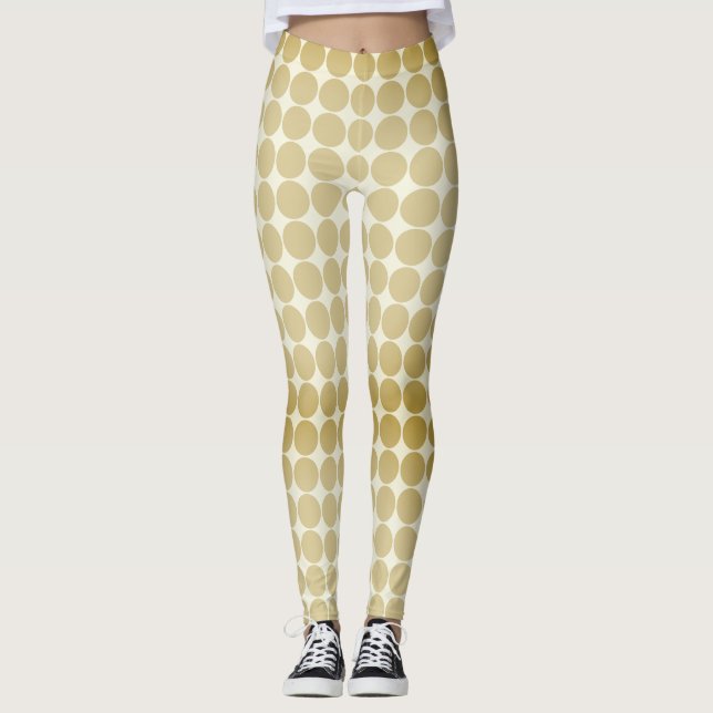 Legging Padrão contínuo de bolinhas douradas (Frente)