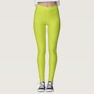 Legging Padrão contínuo de bolinhas verde-limão brilhante