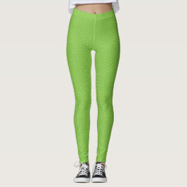 Legging Padrão contínuo de bolinhas verde-limão brilhante
