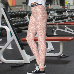Legging Padrão contínuo de brilho preto dourado rosa