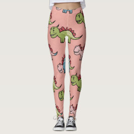 Legging Padrão contínuo de dinossauro fofo
