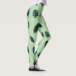 Legging Padrão contínuo de folhas de Monstera e palmeiras 