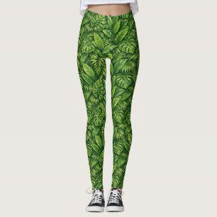 Legging Padrão contínuo de folhas tropicais modernas