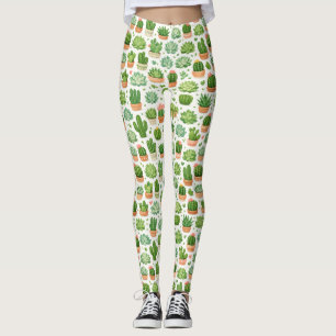 Legging Padrão contínuo de planta suculenta fofa