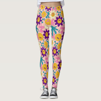 Legging Padrão contínuo de sorriso trippy