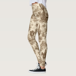 Legging Padrão contínuo de Toile do Deserto Ocidental Vint